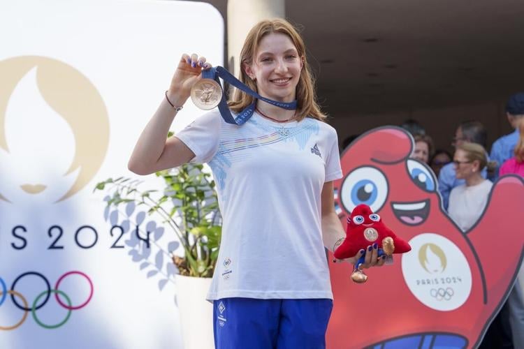 Romanian gymnast Ana Barbosu presented Olympic bronze medal first awarded to American Jordan Chiles